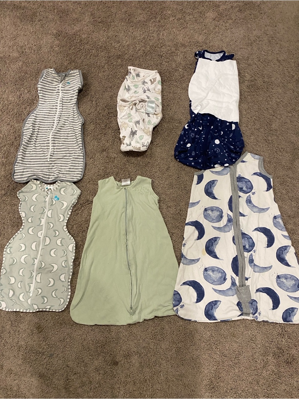 Sleep Sacks Set of 6 (newborn - 6 months) - EUC